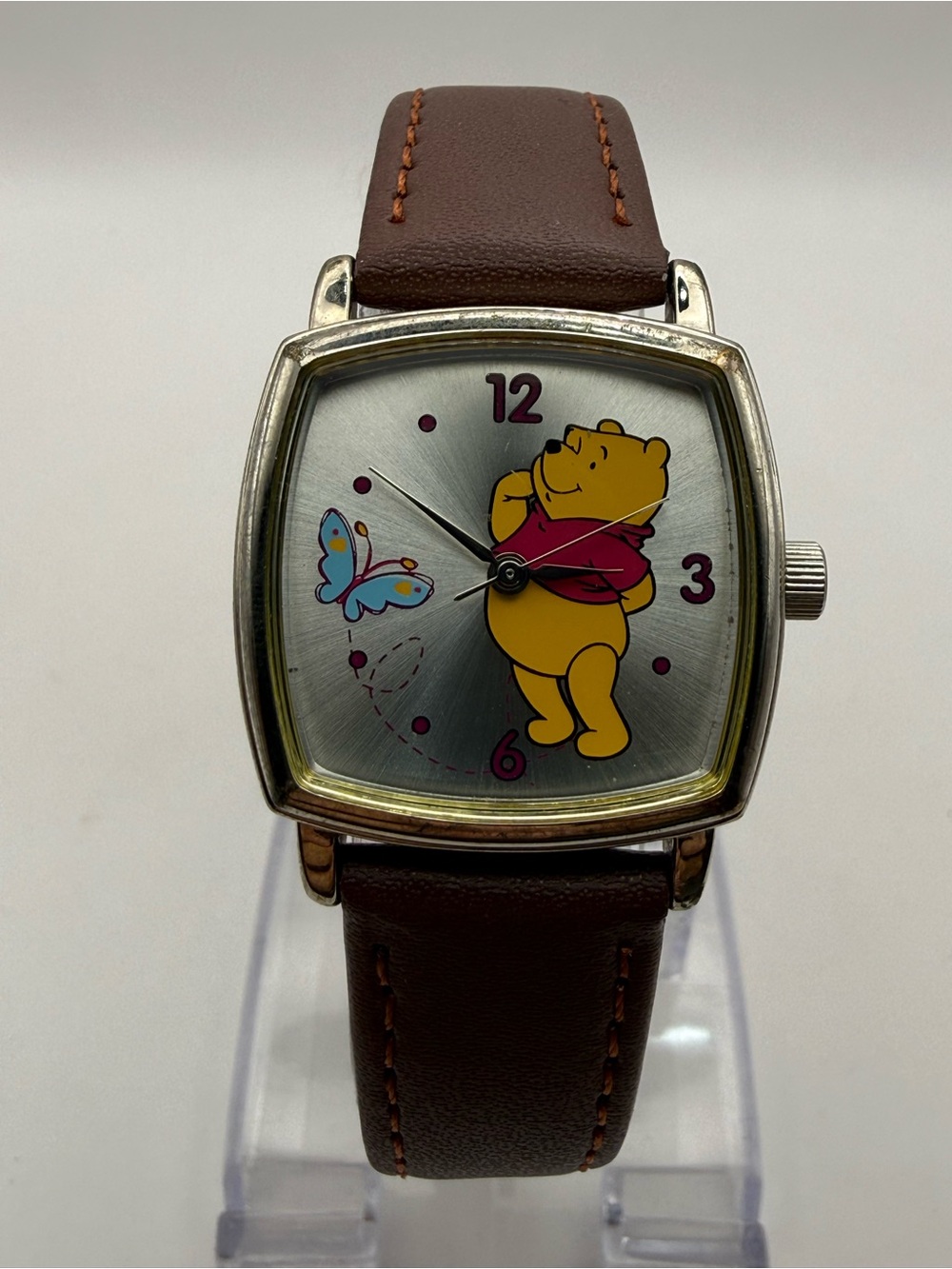 Winnie The Pooh and Butterfly Seiko Watch | Vintage Disney Brown Band (New Batt) - Picture 2 of 11